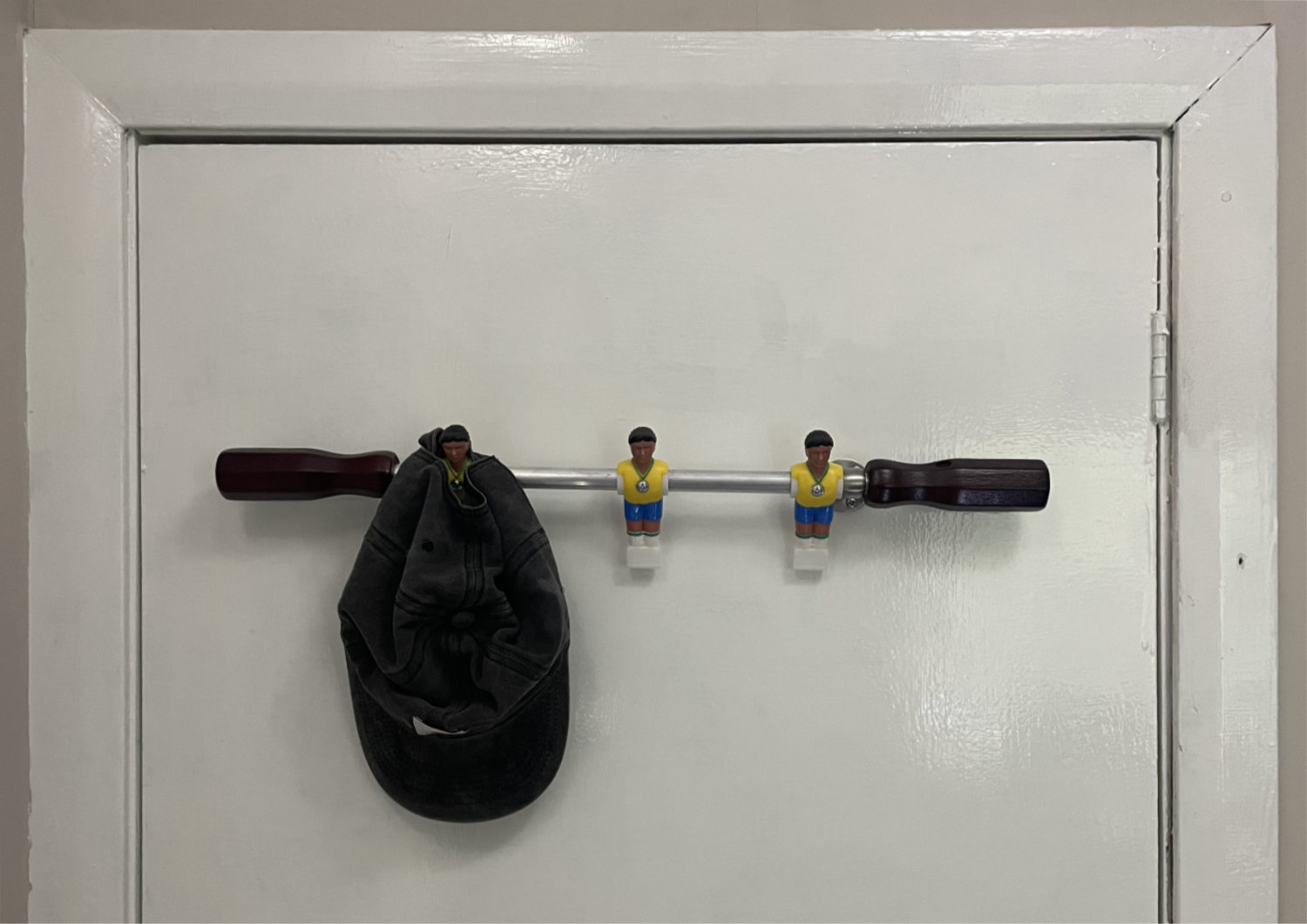 Brazil inspired yellow and green football player coat hook